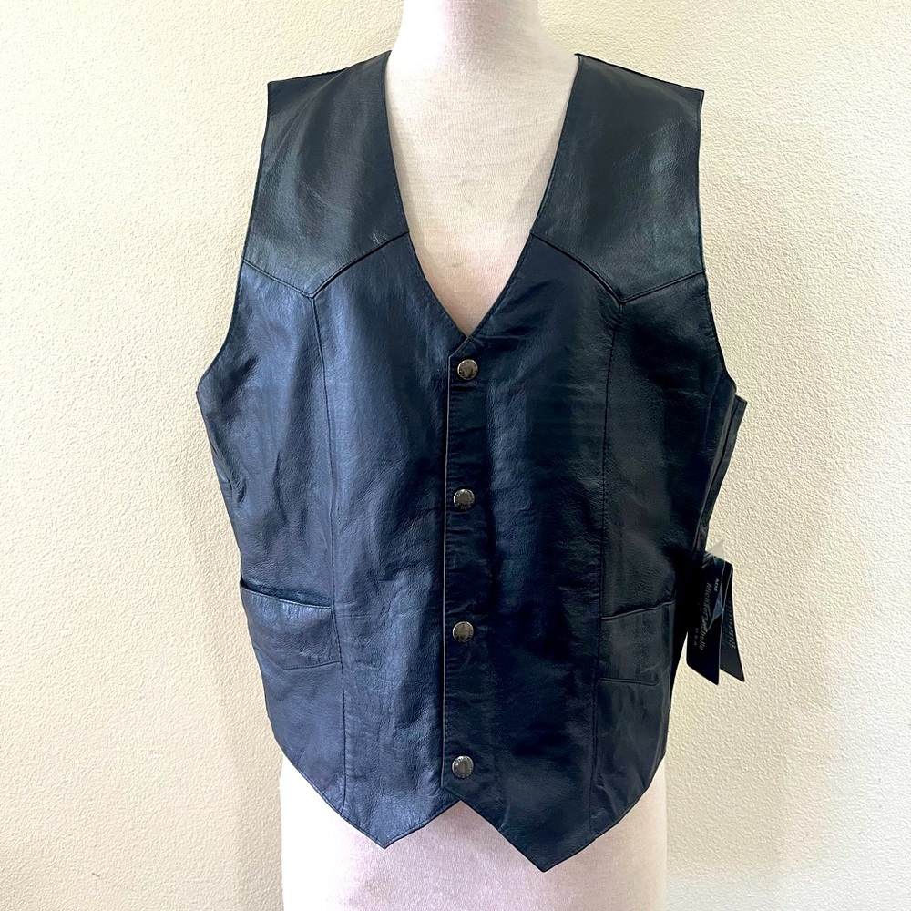 Michael Michelle L Eagle Leather Vest NWT